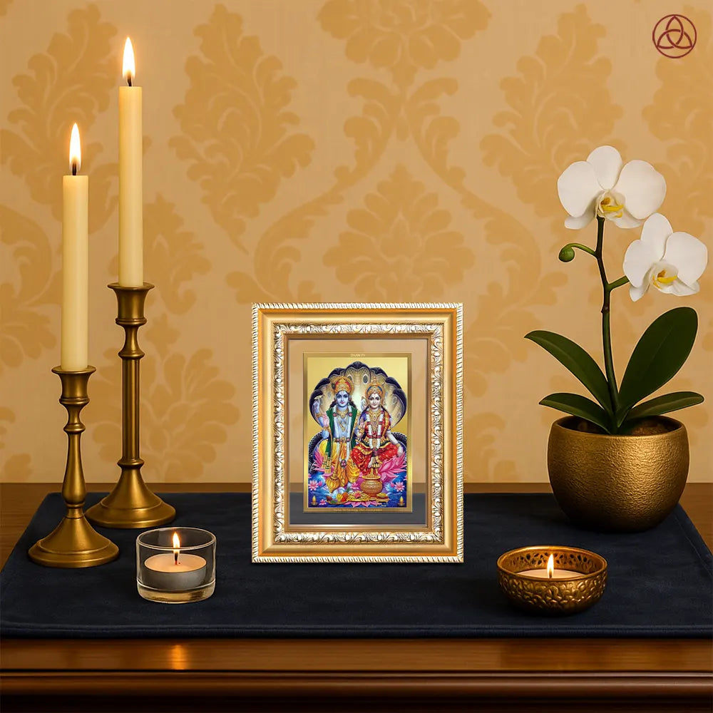 Lakshmi Vishnu | Divine Consort Wall & Tabletop Photo Frame in 24K Gold Plated Foil