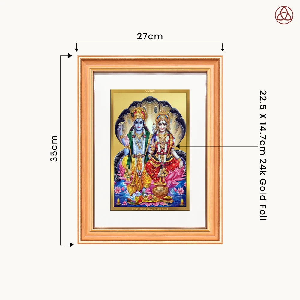 Lakshmi Vishnu | Divine Consort Wall Photo Frame in 24K Gold Plated Foil