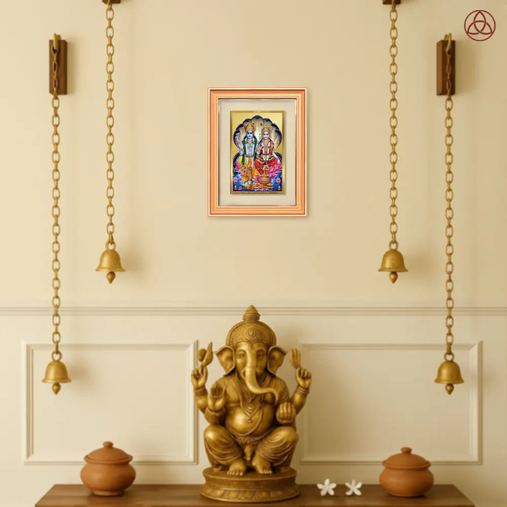 Lakshmi Vishnu | Divine Consort Wall Photo Frame in 24K Gold Plated Foil