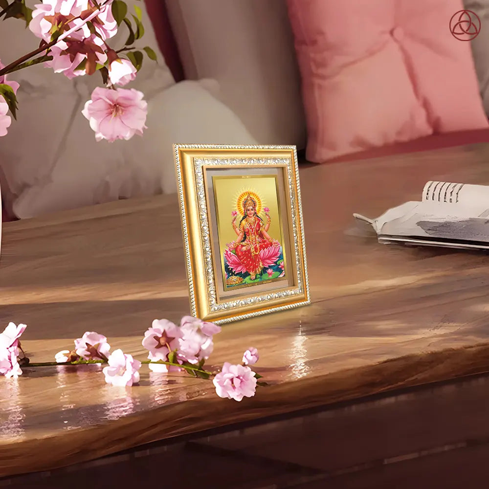 Goddess Lakshmi | Devi of Wealth & Prosperity Wall & Tabletop Photo Frame in 24K Gold Plated Foil
