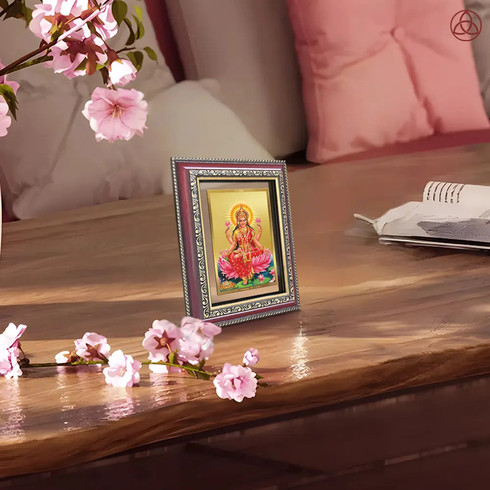 Goddess Lakshmi | Devi of Wealth & Prosperity Wall & Tabletop Photo Frame in 24K Gold Plated Foil