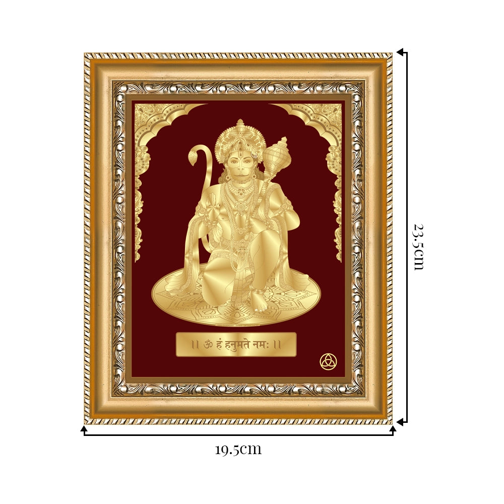 Divine Hanuman artwork in sleek double glass frame for temple or home décor