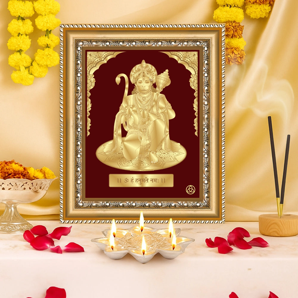 Sacred Lord Hanuman wall frame perfect for pooja rooms and gifting