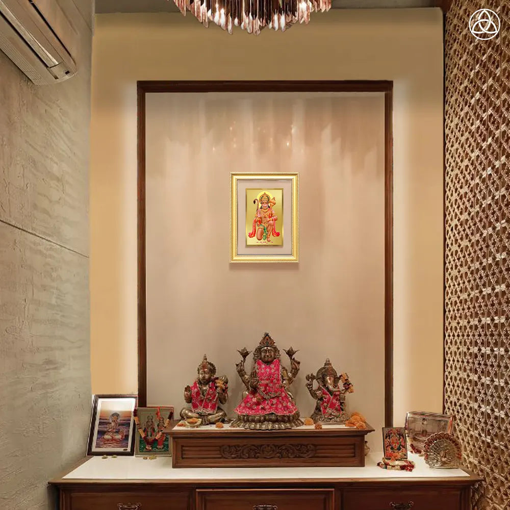 Lord Hanuman | Blessings Pose Wall Photo Frame in 24K Gold Plated Foil