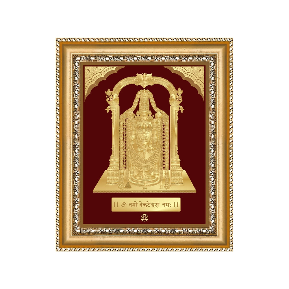 Lord Tirupati Balaji | Sri Venkateswara | Supreme Form of Vishnu from Tirumala Gold on Gold Wall Hanging Frame in 24K Gold Plated Foil