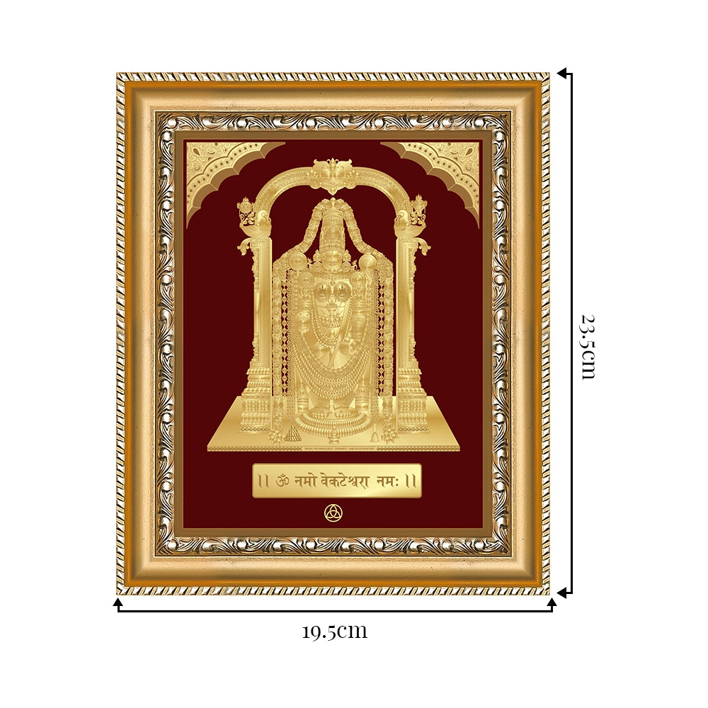 Lord Tirupati Balaji | Sri Venkateswara | Supreme Form of Vishnu from Tirumala Gold on Gold Wall Hanging Frame in 24K Gold Plated Foil
