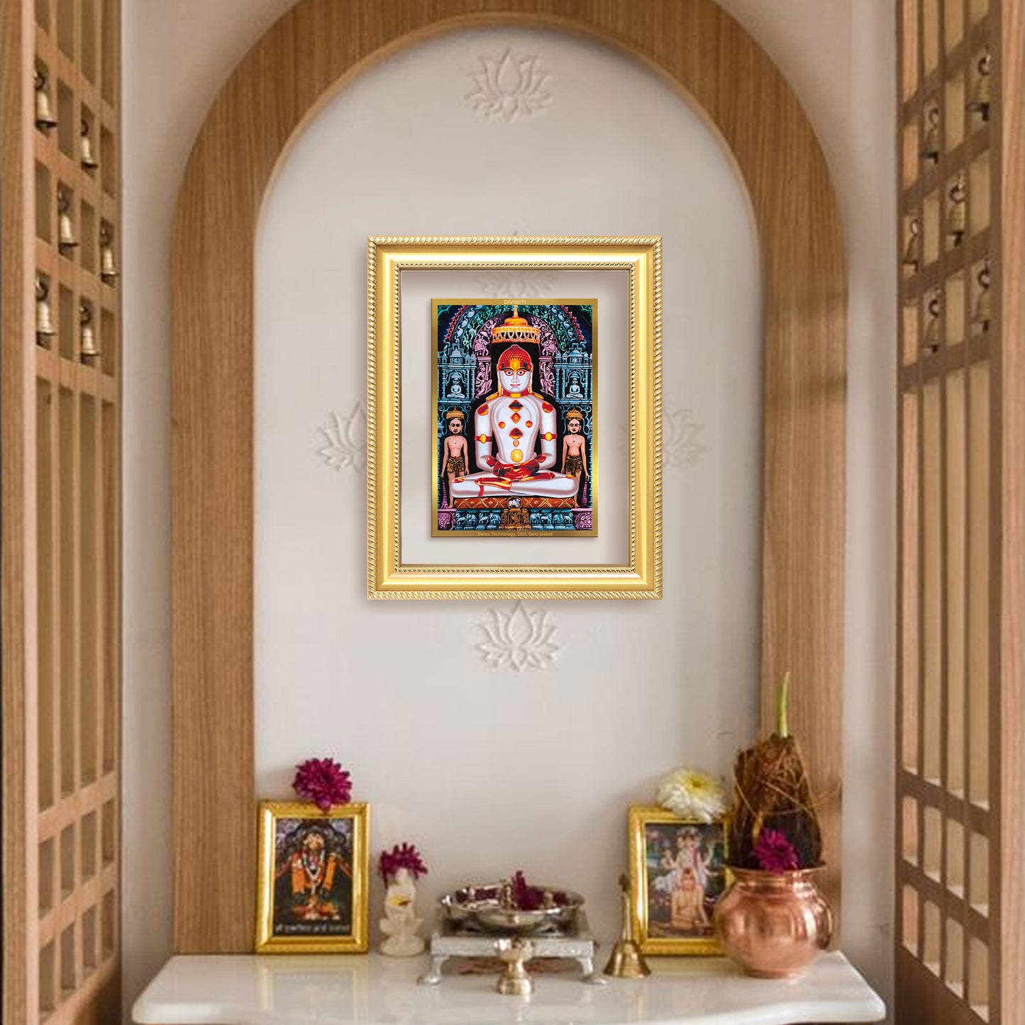 Adinath | Adishwara Tirthankara Rishabhanatha for Wall Mount Photo Frame in 24K Gold Plated Foil