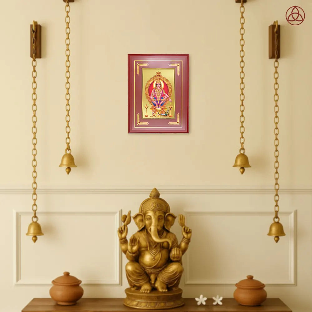 Lord Ayyappan | Hariharan Wall Photo Frame for Home Decor in 24K Gold Plated Foil