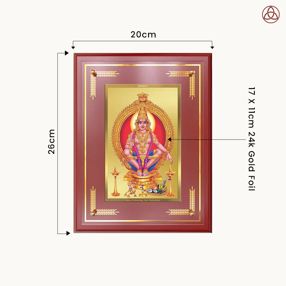 Lord Ayyappan | Hariharan For Wall & Tabletop Photo Frame in 24K Gold Plated Foil