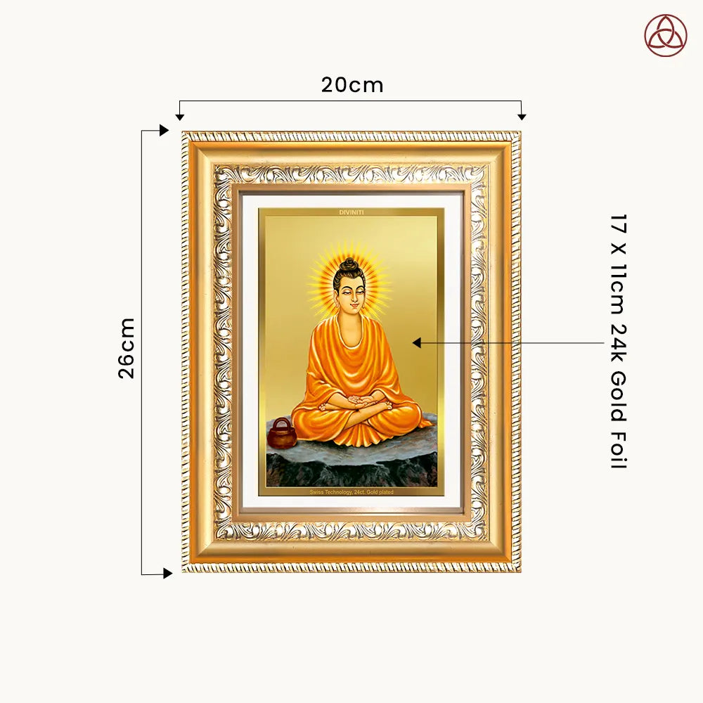 Lord Buddha| Wall & Tabletop Photo Frame in 24K Gold Plated Foil