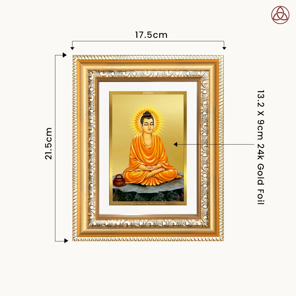 Lord Buddha| Wall & Tabletop Photo Frame in 24K Gold Plated Foil