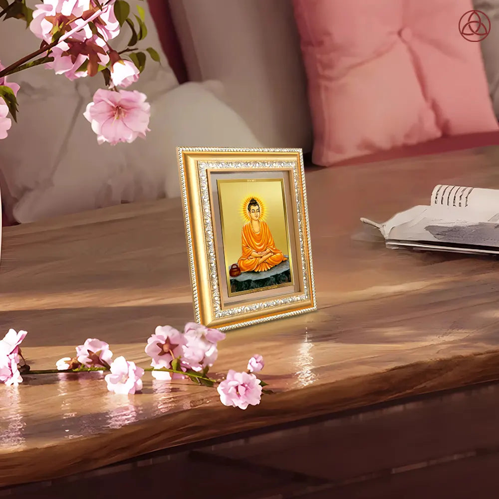 Lord Buddha| Wall & Tabletop Photo Frame in 24K Gold Plated Foil