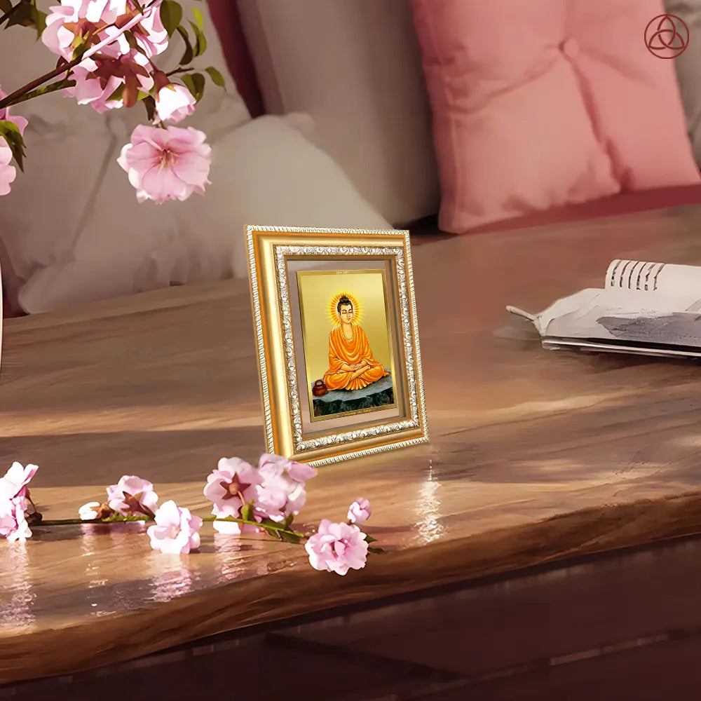 Lord Buddha| Wall & Tabletop Photo Frame in 24K Gold Plated Foil