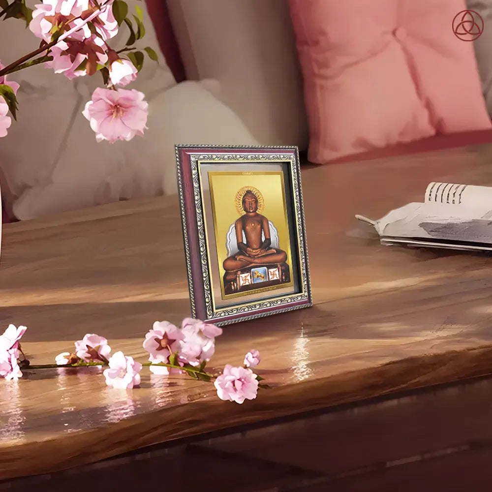 Lord Mahavira | Jain Tirthankara Wall & Tabletop Photo Frame in 24K Gold Plated Foil