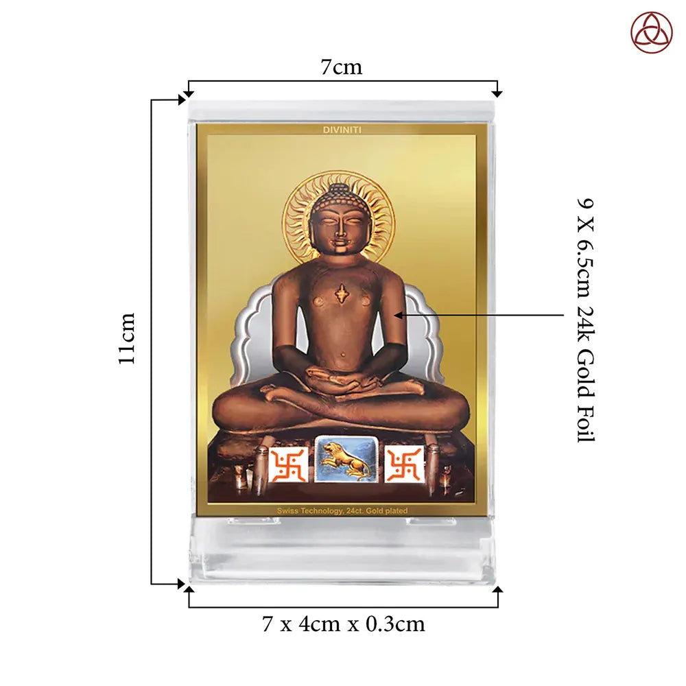 Lord Mahavira | Jain Tirthankara Car Dashboard Frame in 24K Gold Plated Foil