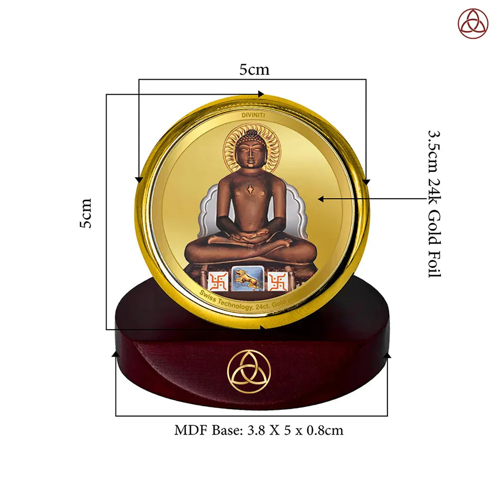 Lord Mahavira | Jain Tirthankara Car Dashboard Frame in 24K Gold Plated Foil