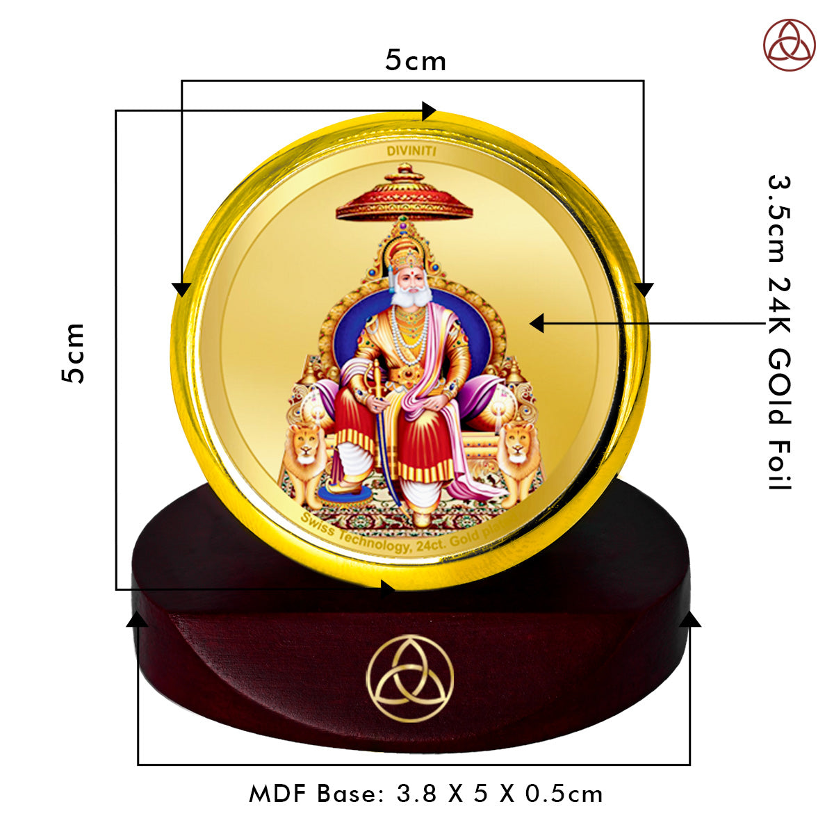 Diviniti 24K Gold Plated Agrasen Maharaj Photo Frame for Car Dashboard, Home Decor, Table Top, Puja Room Worship and Festival Gift MCF1CGOLD (5.5x5 CM)