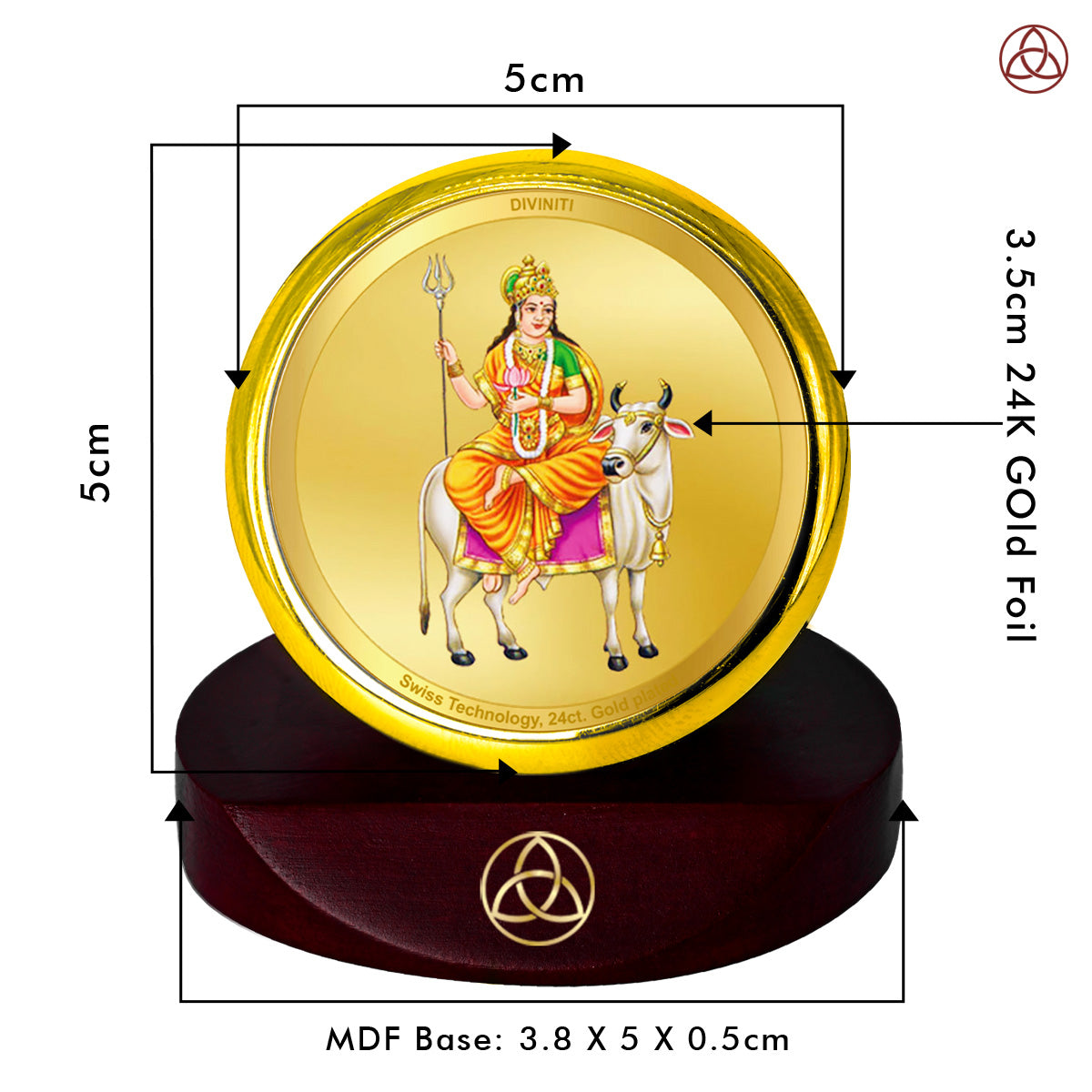 Diviniti 24K Gold Plated Amma Bhagavan Photo Frame for Car Dashboard, Home Decor, Table Top, Puja Room Worship, Showpiece and Festival Gift MCF1CGOLD (5.5x5 CM)