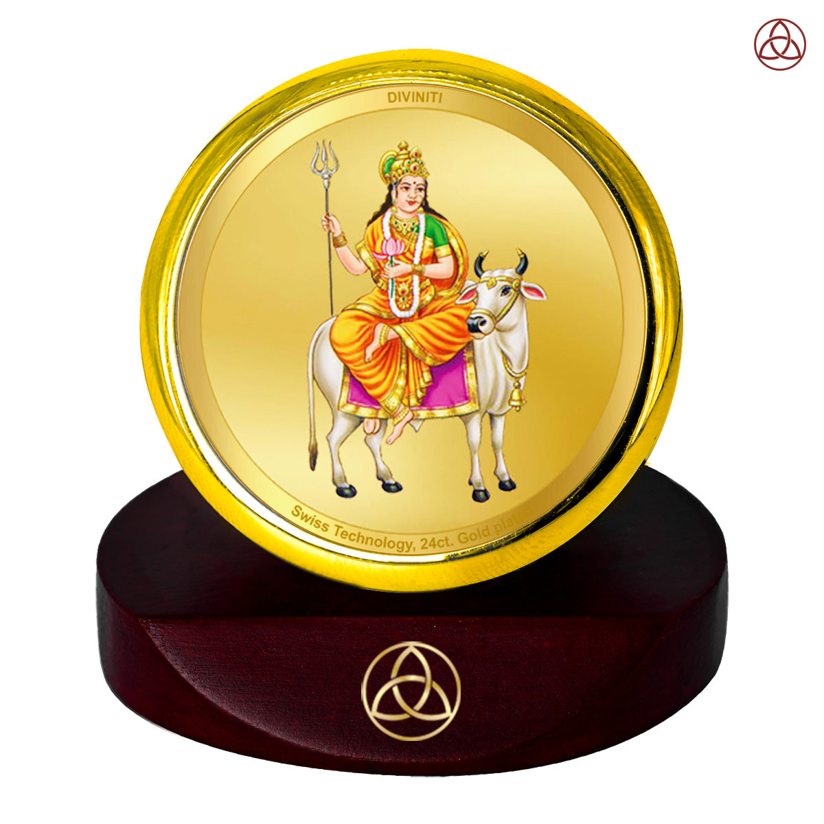 Diviniti 24K Gold Plated Amma Bhagavan Photo Frame for Car Dashboard, Home Decor, Table Top, Puja Room Worship, Showpiece and Festival Gift MCF1CGOLD (5.5x5 CM)