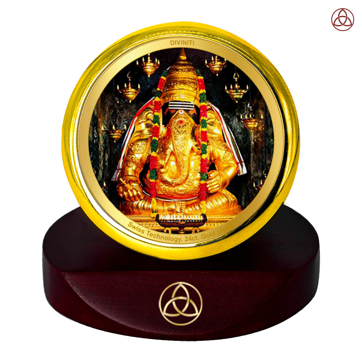 Diviniti 24K Gold Plated Ayyapa Vinaygar Photo Frame for Car Dashboard, Home Decor, Table Top, Puja Room Worship and Festival Gift MCF1CGOLD (5.5x5 CM)