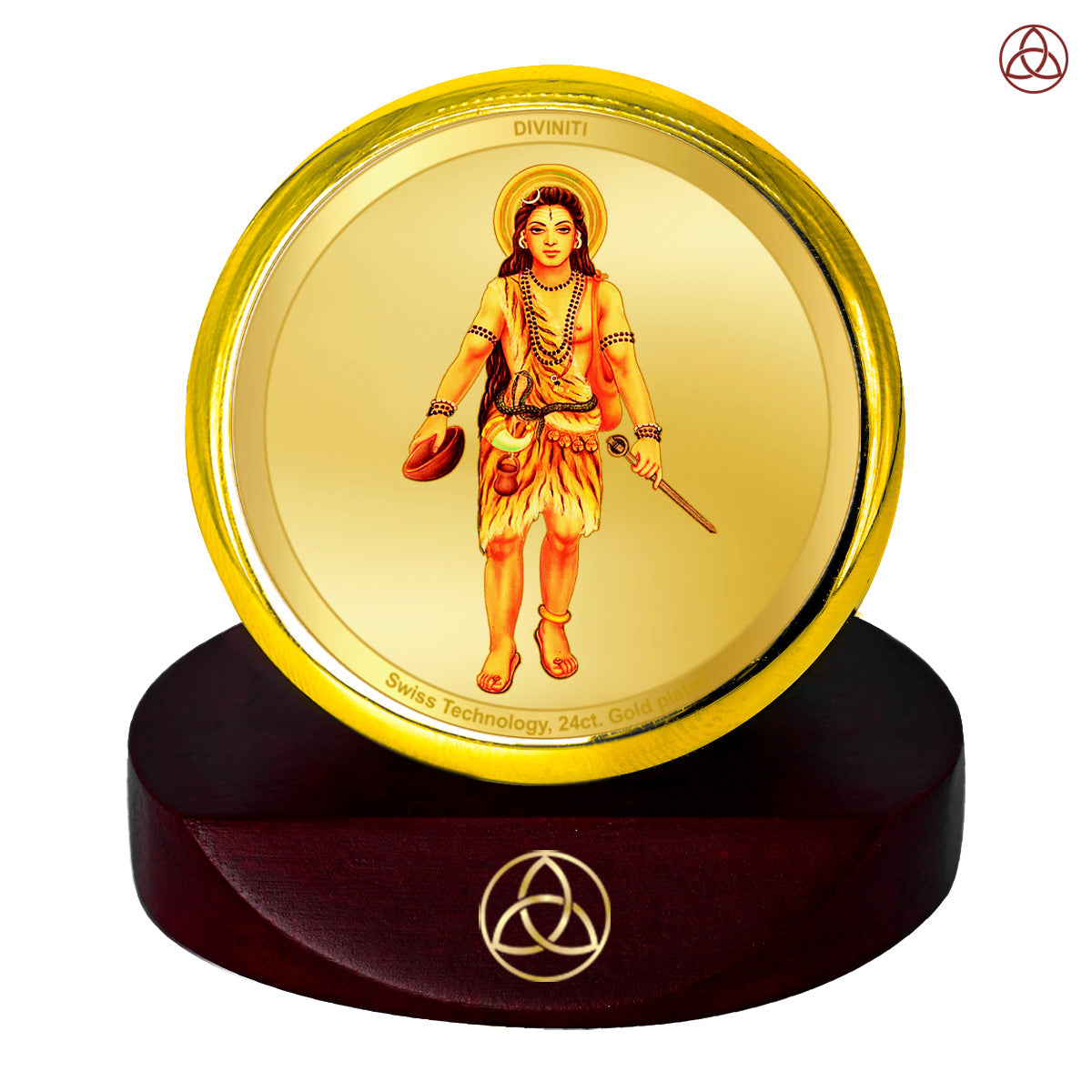 Diviniti 24K Gold Plated Baba Gorakh Nath Photo Frame for Car Dashboard, Home Decor, Table Top, Puja Room Worship and Festival Gift MCF1CGOLD (5.5x5 CM)