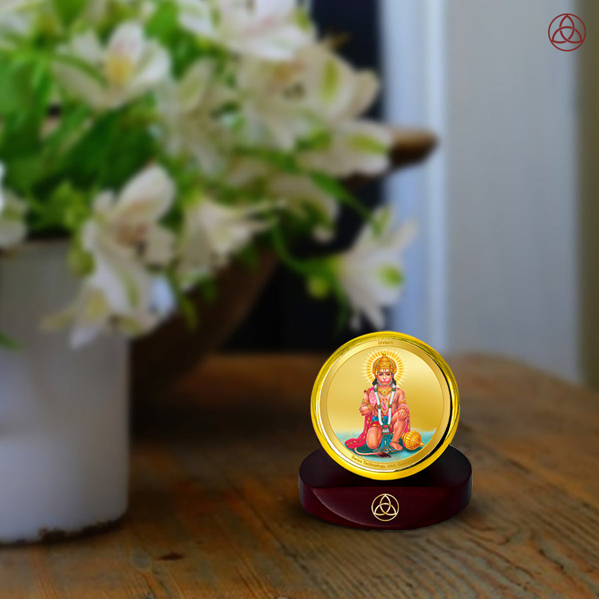 Diviniti 24K Gold Plated Lord Hanuman Photo Frame for Car Dashboard, Home Decor, Table Top, Puja Room Worship and Festival Gift MCF1CGOLD (5.5x5 CM)