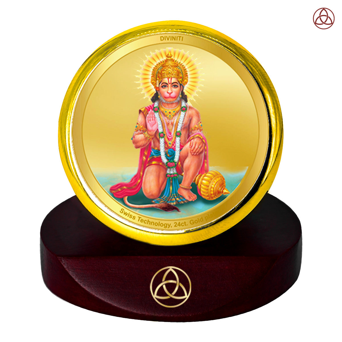 Diviniti 24K Gold Plated Lord Hanuman Photo Frame for Car Dashboard, Home Decor, Table Top, Puja Room Worship and Festival Gift MCF1CGOLD (5.5x5 CM)