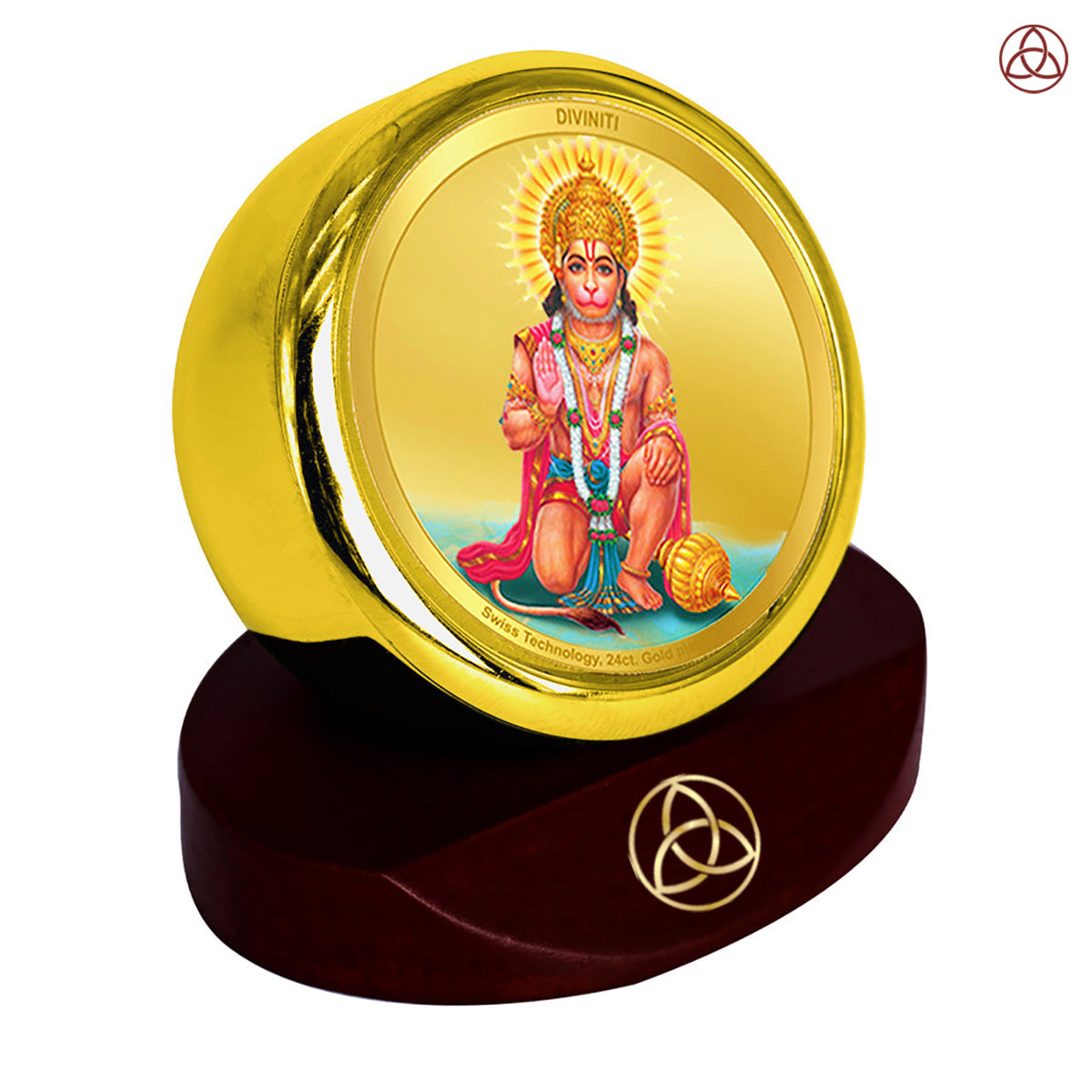 Diviniti 24K Gold Plated Lord Hanuman Photo Frame for Car Dashboard, Home Decor, Table Top, Puja Room Worship and Festival Gift MCF1CGOLD (5.5x5 CM)