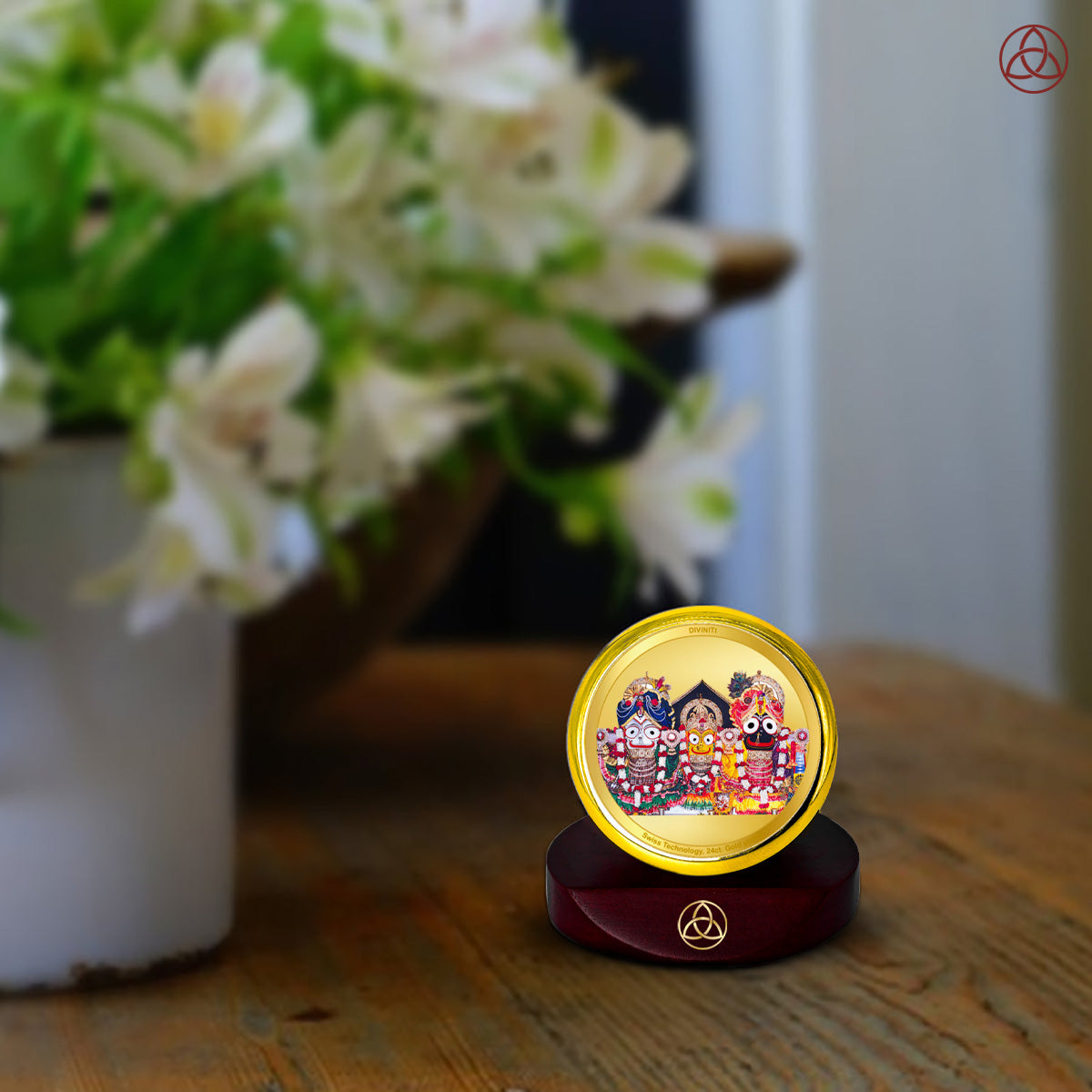 Diviniti 24K Gold Plated Lord Jagannath Photo Frame for Car Dashboard, Home Decor, Table Top, Puja Room Worship and Festival Gift MCF1CGOLD (5.5x5 CM)