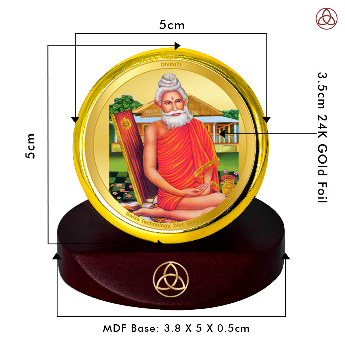 Diviniti 24K Gold Plated Baba Loknath Photo Frame for Car Dashboard, Home Decor, Table Top, Puja Room Worship and Festival Gift MCF1CGOLD (5.5x5 CM)