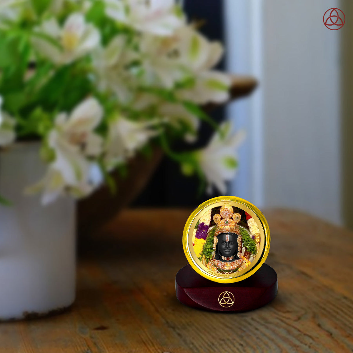 Diviniti 24K Gold Plated Ram Lalla Photo Frame for Car Dashboard, Home Decor, Table Top, Puja Room Worship and Festival Gift MCF1CGOLD (5.5x5 CM)