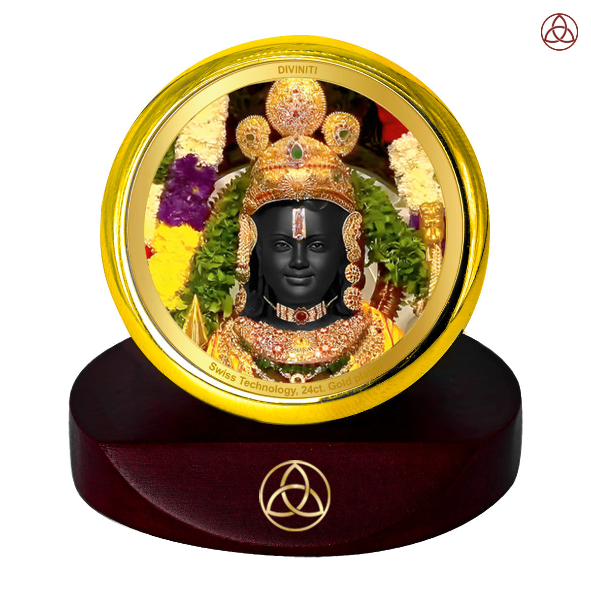 Diviniti 24K Gold Plated Ram Lalla Photo Frame for Car Dashboard, Home Decor, Table Top, Puja Room Worship and Festival Gift MCF1CGOLD (5.5x5 CM)