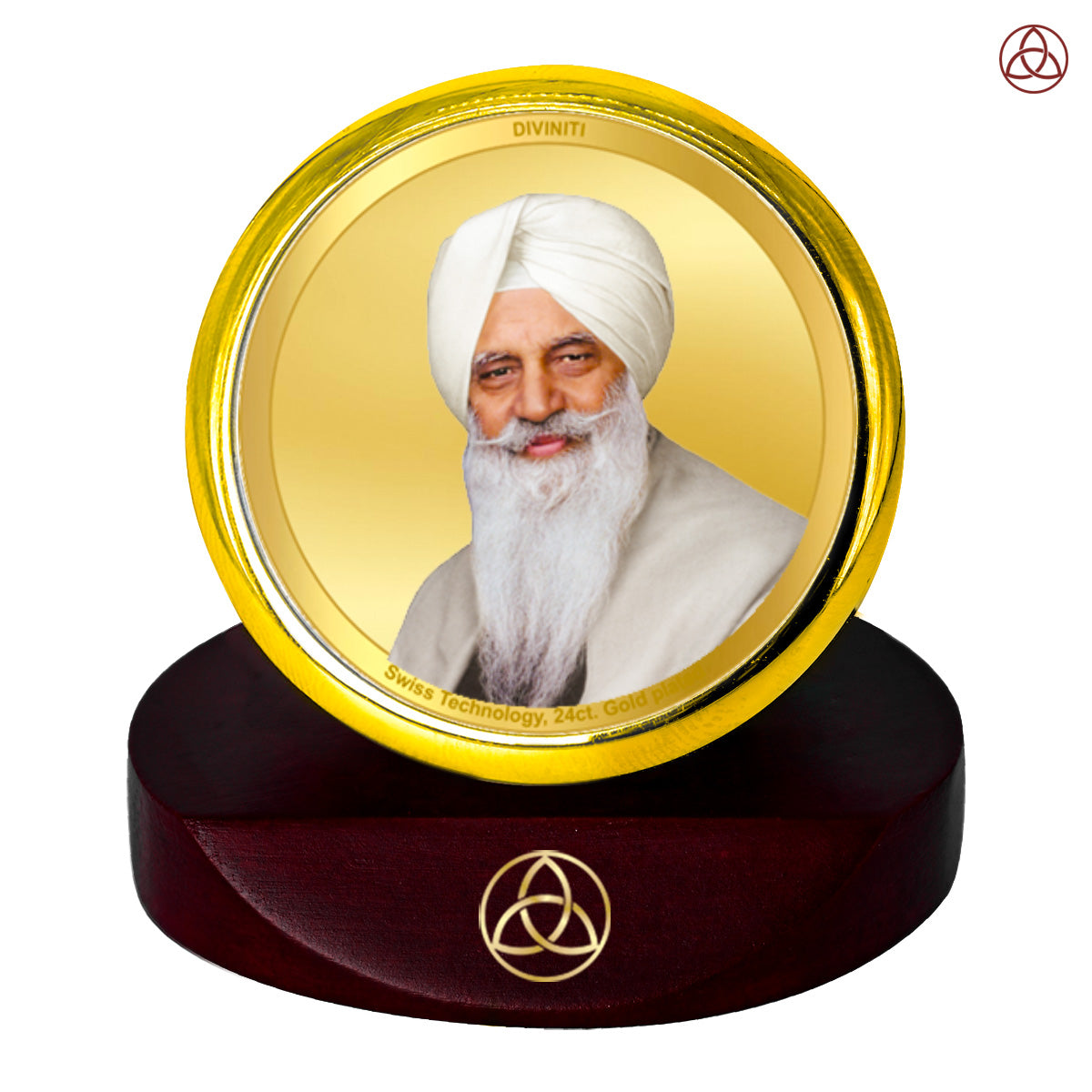 Diviniti 24K Gold Plated Foil Radha Swami Photo Frame for Car Dashboard, Home Decor, Table Top, Showpiece and Festival Gift MCF1CGOLD (5.5x5 CM)