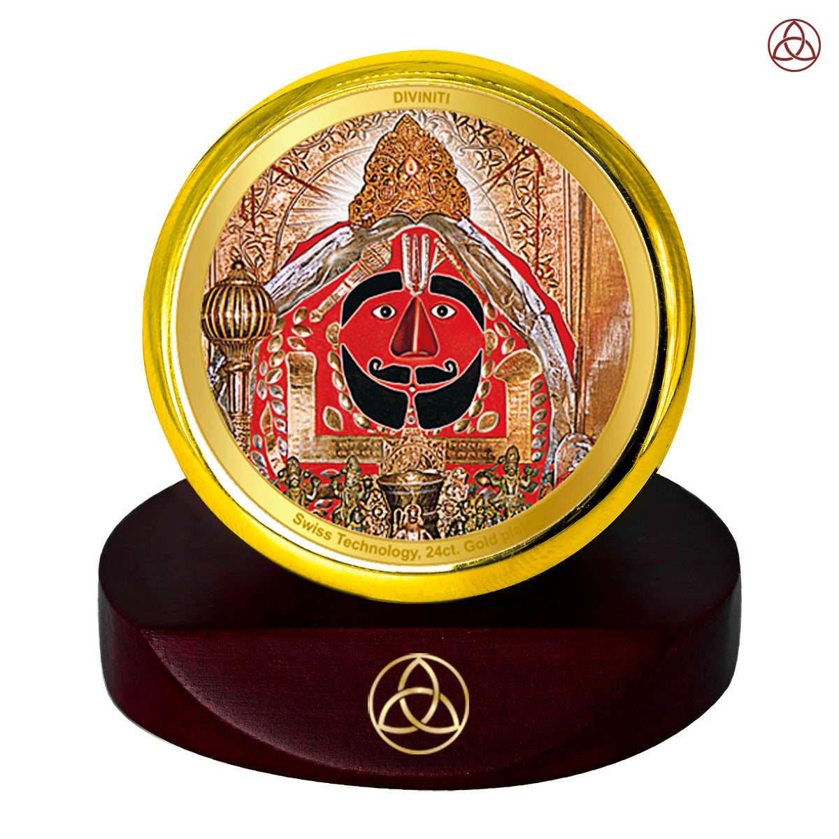 Diviniti 24K Gold Plated Salasar Balaji Photo Frame for Car Dashboard, Home Decor, Table Top, Puja Room Worship and Festival Gift MCF1CGOLD (5.5x5 CM)
