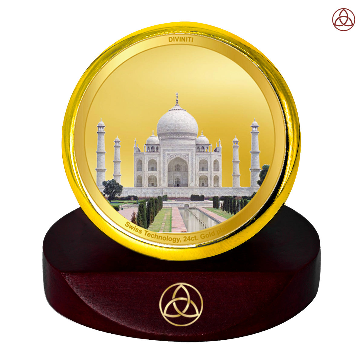 Diviniti 24K Gold Plated Taj Mahal Photo Frame for Car Dashboard, Home Decor, Table Top, Puja Room Worship and Festival Gift MCF1CGOLD (5.5x5 CM)