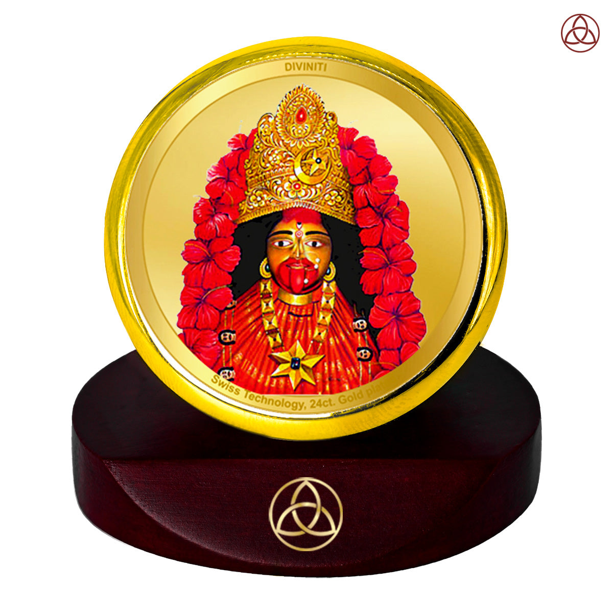 Diviniti 24K Gold Plated Tara Devi Photo Frame for Car Dashboard, Home Decor, Table Top, Puja Room Worship and Festival Gift MCF1CGOLD (5.5x5 CM)