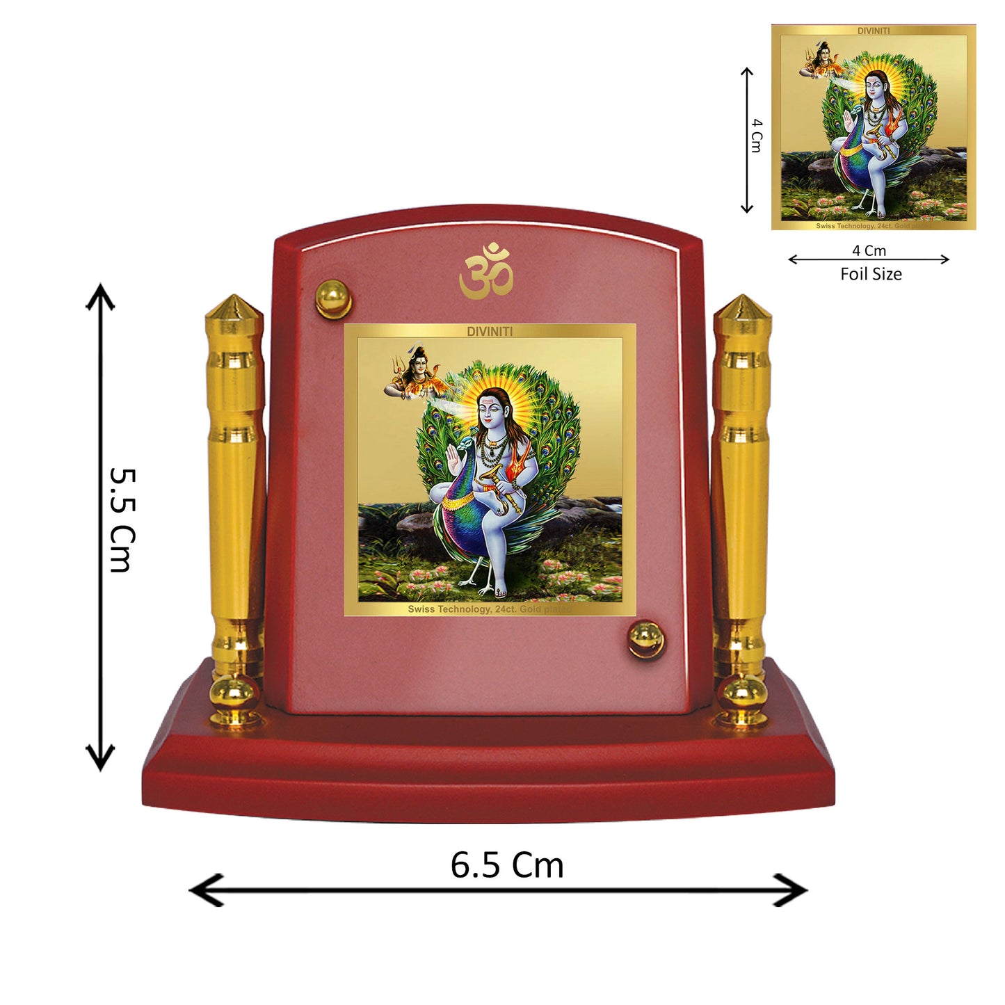 Diviniti 24K Gold Plated Baba Balaknath Photo Frame for Car Dashboard, Home Decor, Tabletop, Puja Room, Showpiece and Gift MDF1BP+ (6.5x5.5 CM)