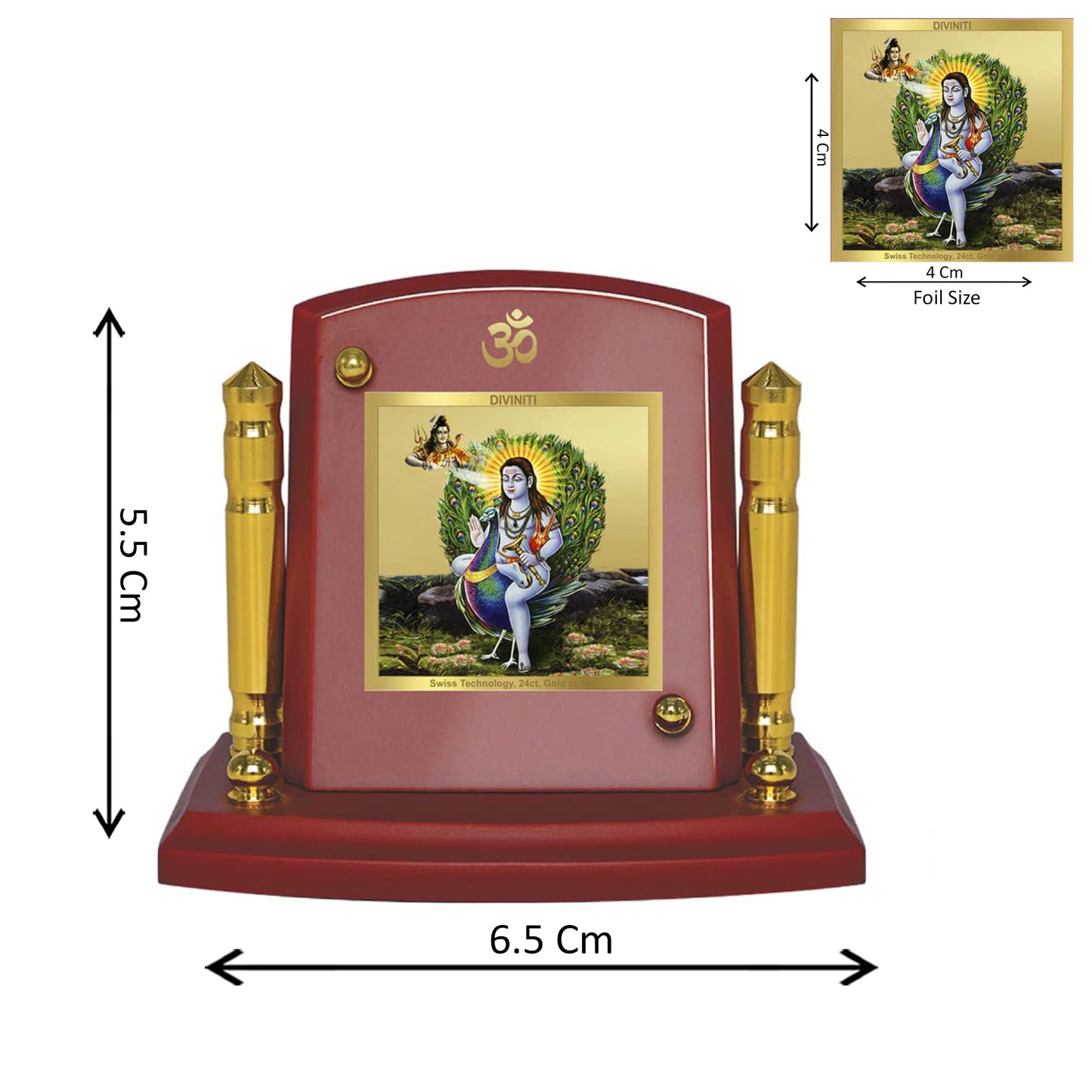 Diviniti 24K Gold Plated Baba Lok Nath Photo Frame for Car Dashboard, Home Decor, Tabletop, Puja Room, Showpiece and Gift MDF1BP+ (6.5x5.5 CM)