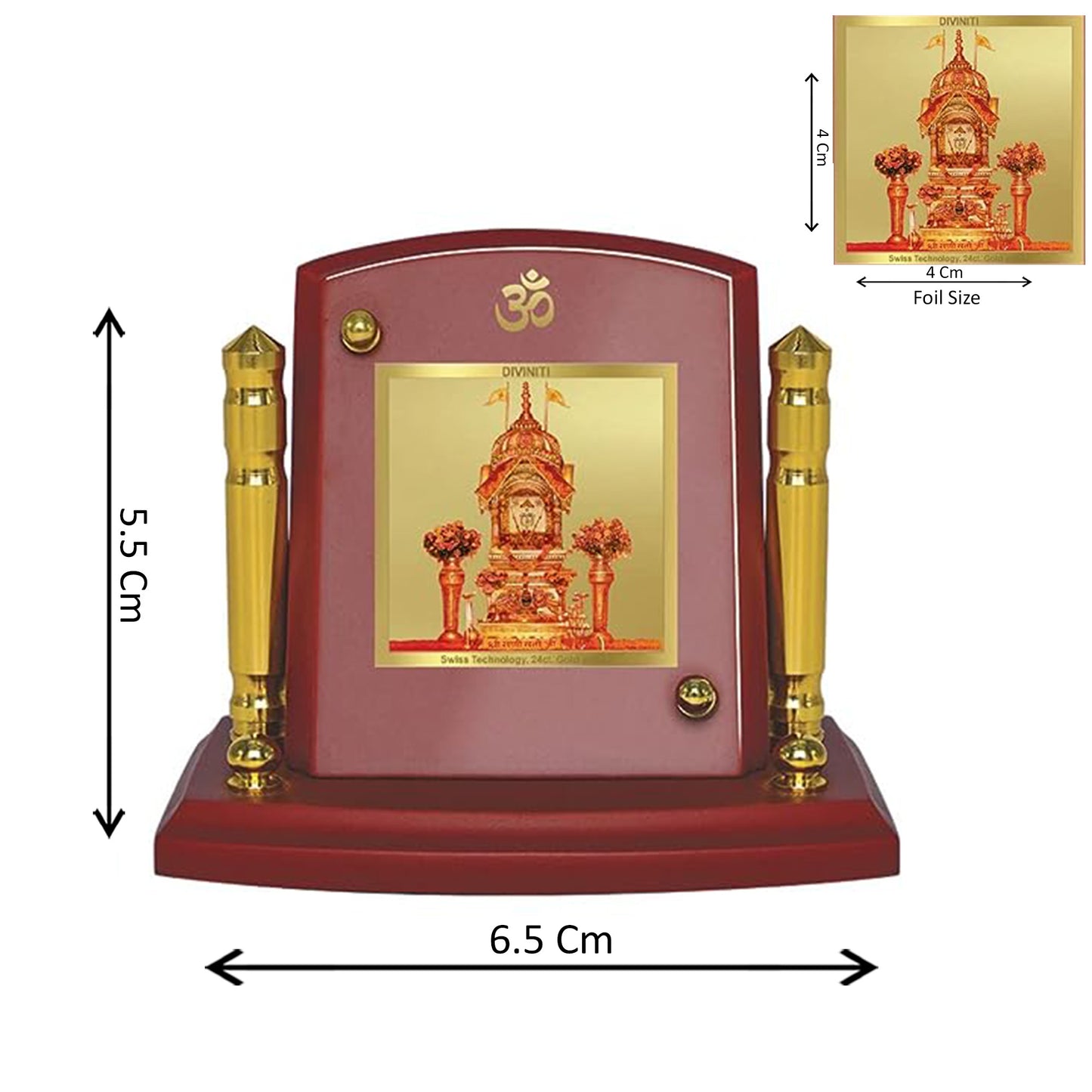 Diviniti 24K Gold Plated Rani Sati Photo Frame for Car Dashboard, Home Decor, Tabletop, Puja Room, Showpiece and Gift MDF1BP+ (6.5x5.5 CM)