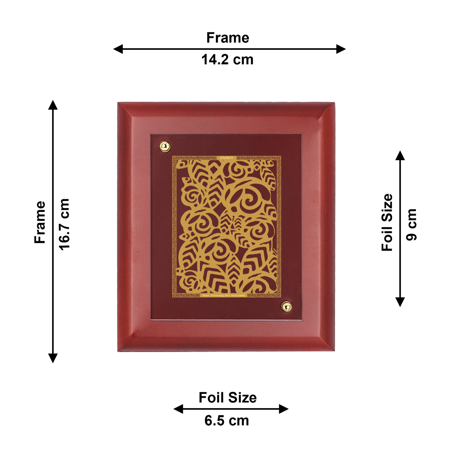 DIVINITI 24K Gold Plated Foil Floral Tradition Elegant Wall Photo Frame Idol for Home & Office Decor, Table Top, Luxury Gift|MDF Size 1 (16.7x14.2 CM)