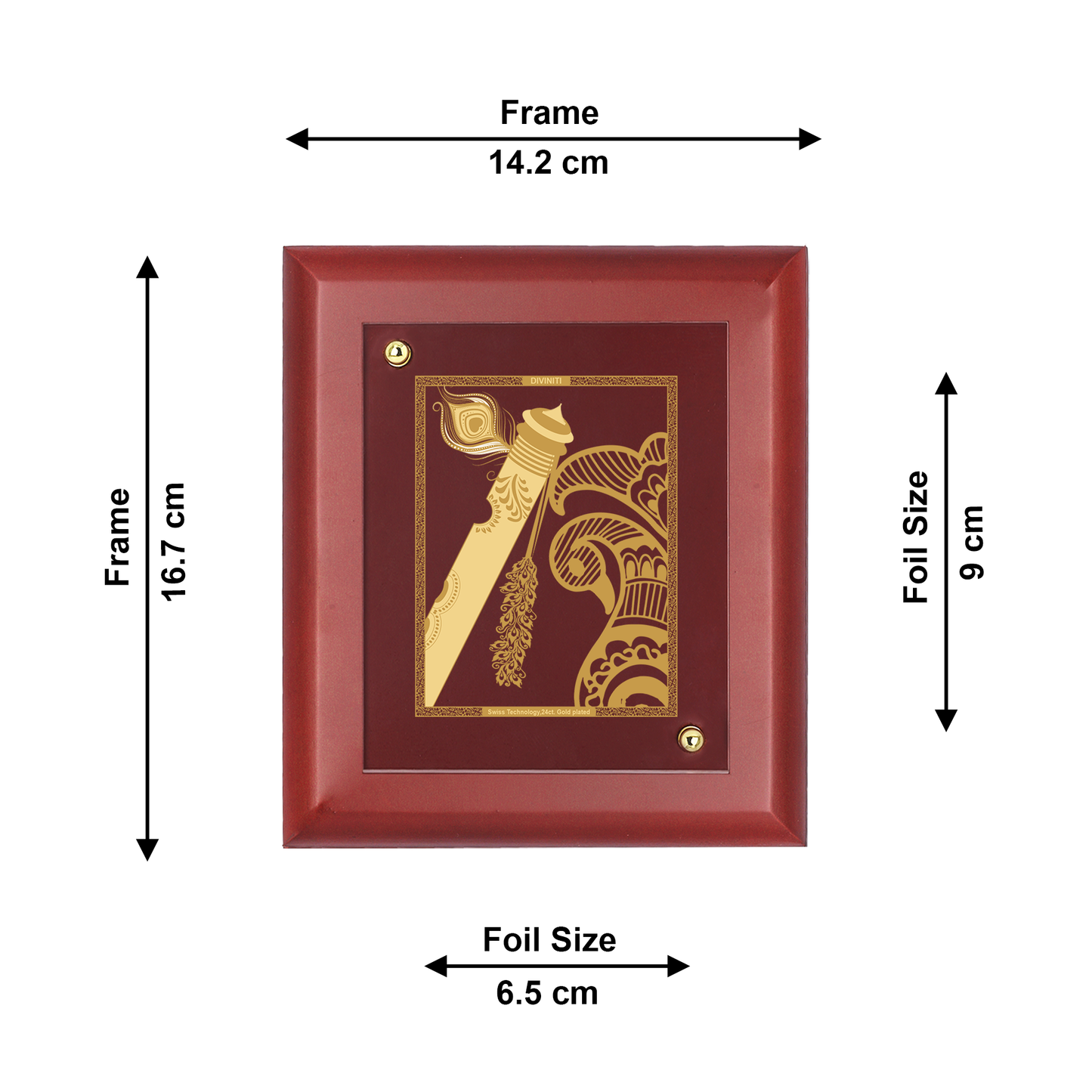 DIVINITI 24K Gold Plated Foil Flute Tradition Luxury Wall Photo Frame Idol for Home Decor, Table Top, Wall Hanging, Gift|MDF Size 1 (16.7x14.2 CM)