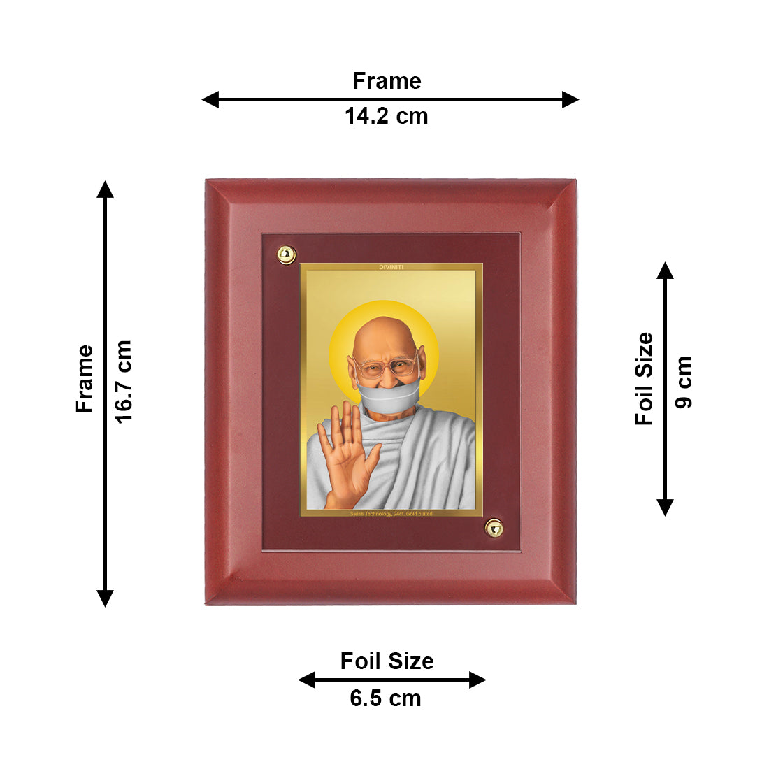 DIVINITI 24K Gold Plated Aacharya Mahaprgya Ji Photo Frame for Home Decor, Wall Decor, Table Top, Puja Room, Gift|MDF Size 1 (16.7x14.2 CM)