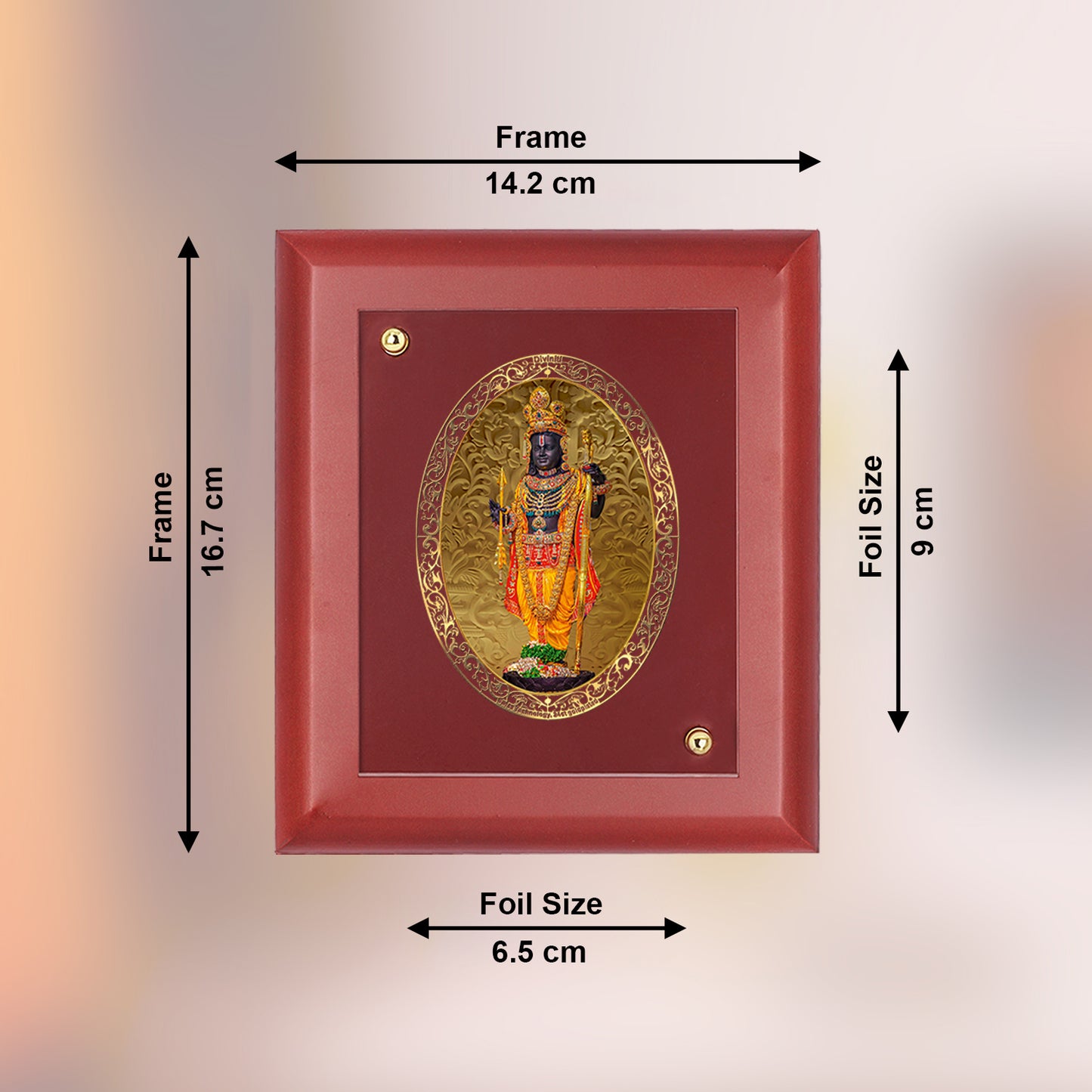 DIVINITI 24K Gold Plated Foil Lord Ram Lalla Classic Photo Frame Idol for Wall Hanging, Home Decor, Table Top, Gift|MDF Size 1 (16.7x14.2 CM)