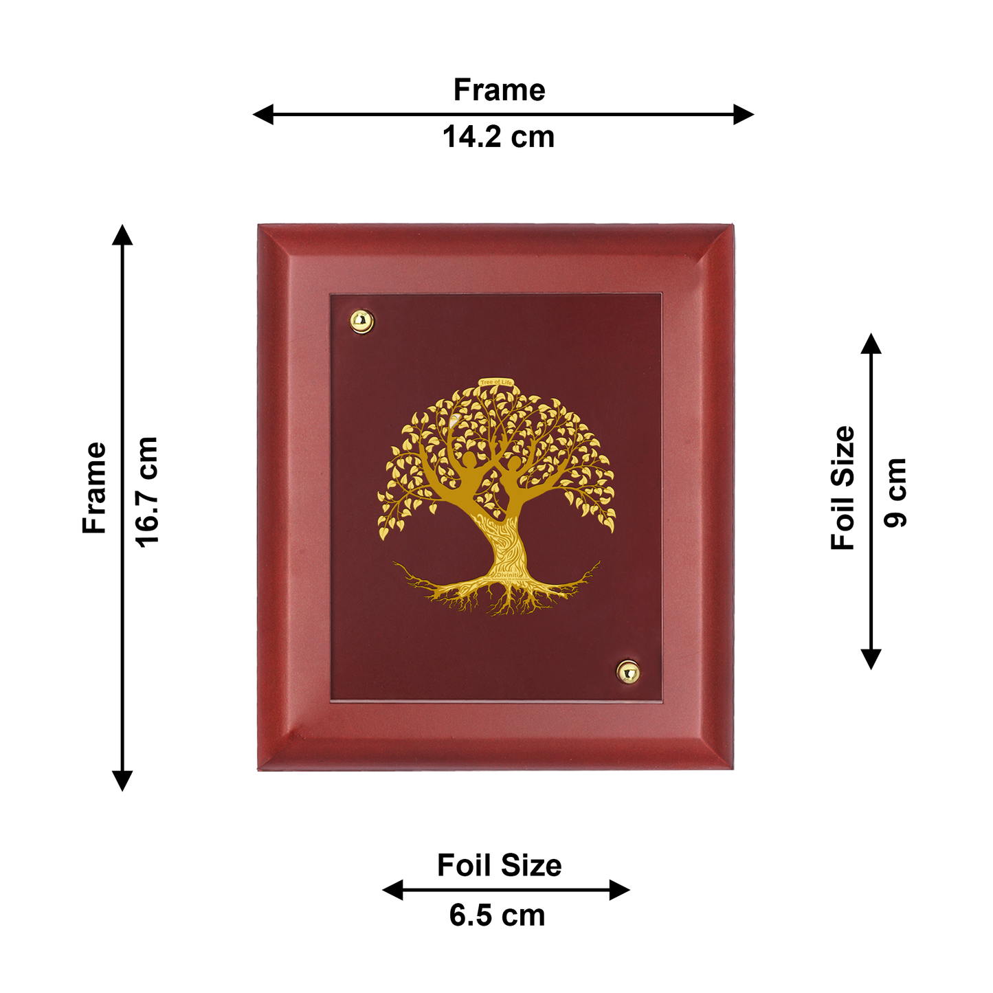 DIVINITI 24K Gold Plated Foil Tree Of Life Luxurious Photo Frame Idol for Workshop, Table Top, Home Wall Decor, Luxury Gift|MDF Size 1 (16.7x14.2 CM)