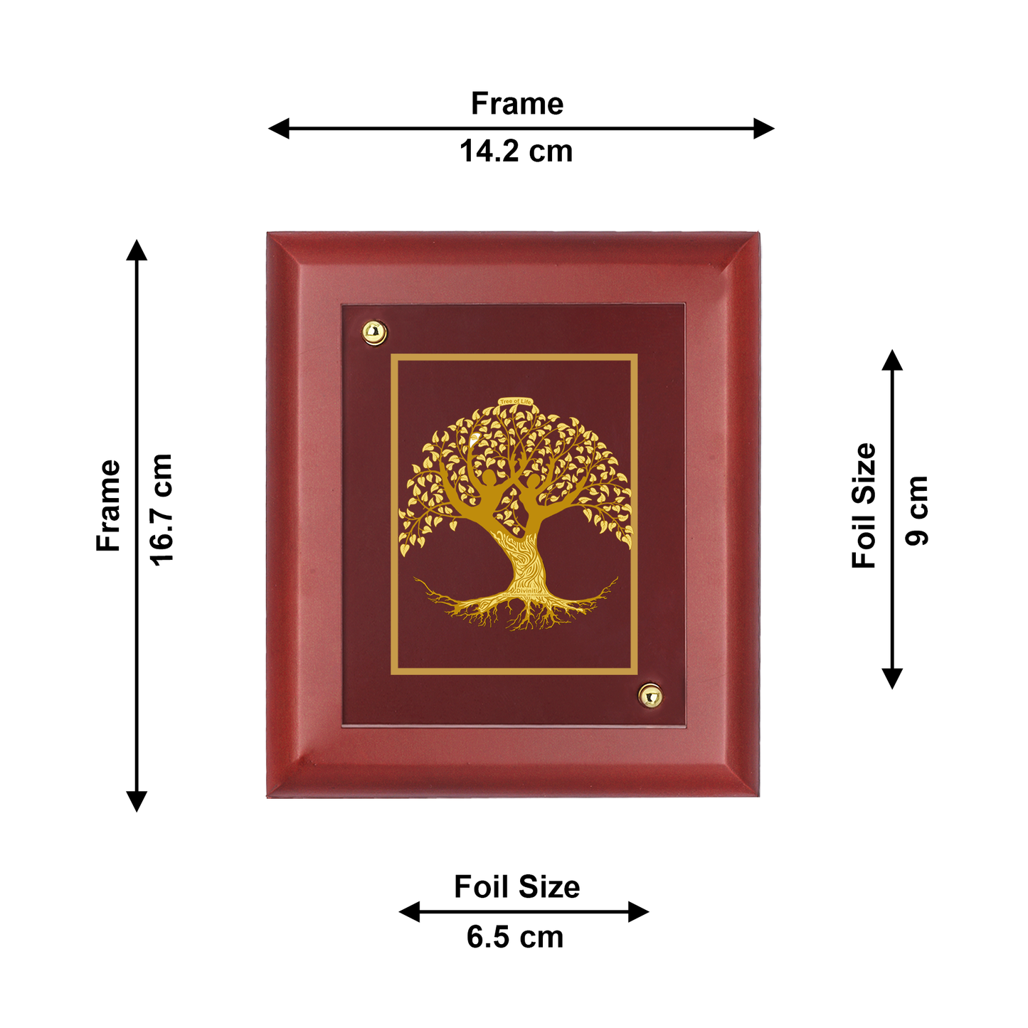 DIVINITI 24K Gold Plated Foil Tree Of Life Wall Hanging Photo Frame Idol for Living Room, Office Room, Table Top, Gift|MDF Size 1 (16.7x14.2 CM)