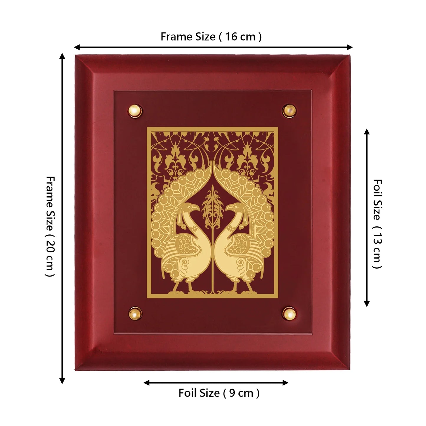 DIVINITI 24K Gold Plated Foil PEACOCK COUPLE Wall Hanging for Home| Photo Frame For Wall Decoration| Wall Hanging Photo Frame For Home Decor, Living Room, Hall, Guest Room MDF Size 2 (20x16 CM)