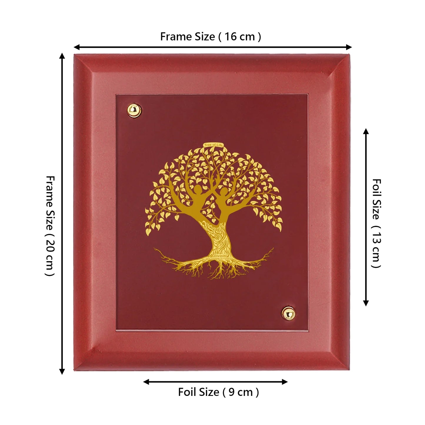 DIVINITI 24K Gold Plated Foil Tree of Life Photo Frame For Home Decor & Wall Hanging MDF Size 2 (20x16 CM)