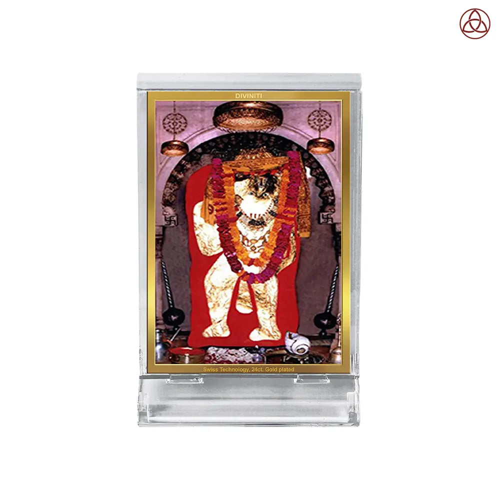 Mehandipur Balaji | Divine Hanuman of Healing and Protection Car Dashboard Frame in 24K Gold Plated Foil