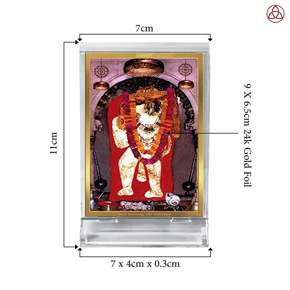 Mehandipur Balaji | Divine Hanuman of Healing and Protection Car Dashboard Frame in 24K Gold Plated Foil