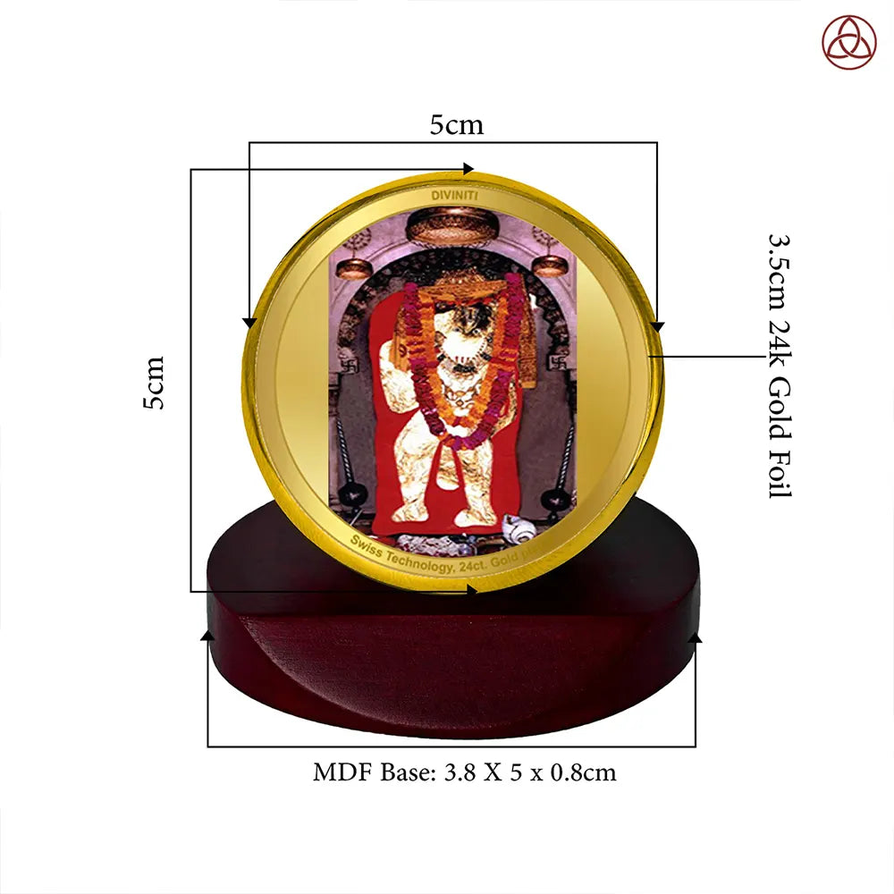 Mehandipur Balaji | Divine Hanuman of Healing and Protection Car Dashboard Frame in 24K Gold Plated Foil